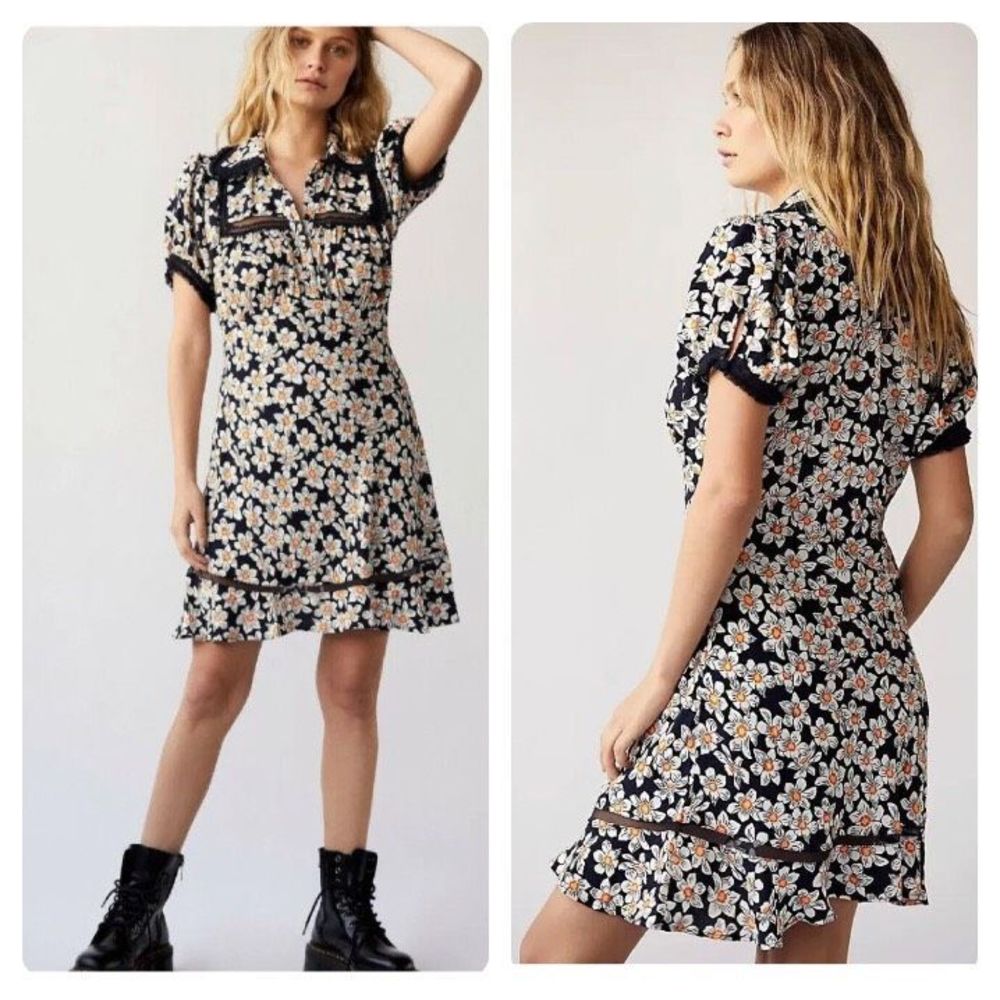 Free People printed warm glow mini dress size Large